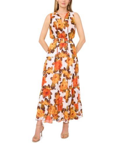 Женское платье макси 1.STATE V-Neck Smocked Waist Tiered