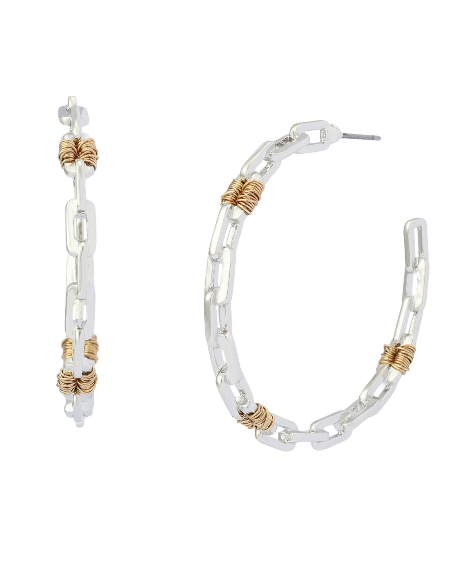 Серьги-кольца Robert Lee Morris Soho Two-Tone Paper Clip Frozen Chain Large Hoop