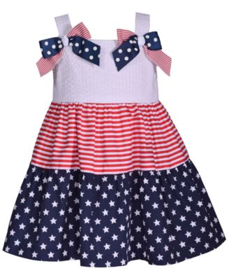 Bonnie Jean Girls 2T-6X Americana Bow Shoulder Dress