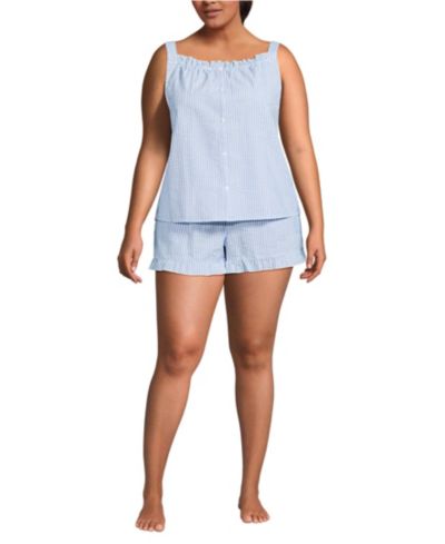Lands' End Комплект пижамы Plus Size из сирсакука, топ и шорты