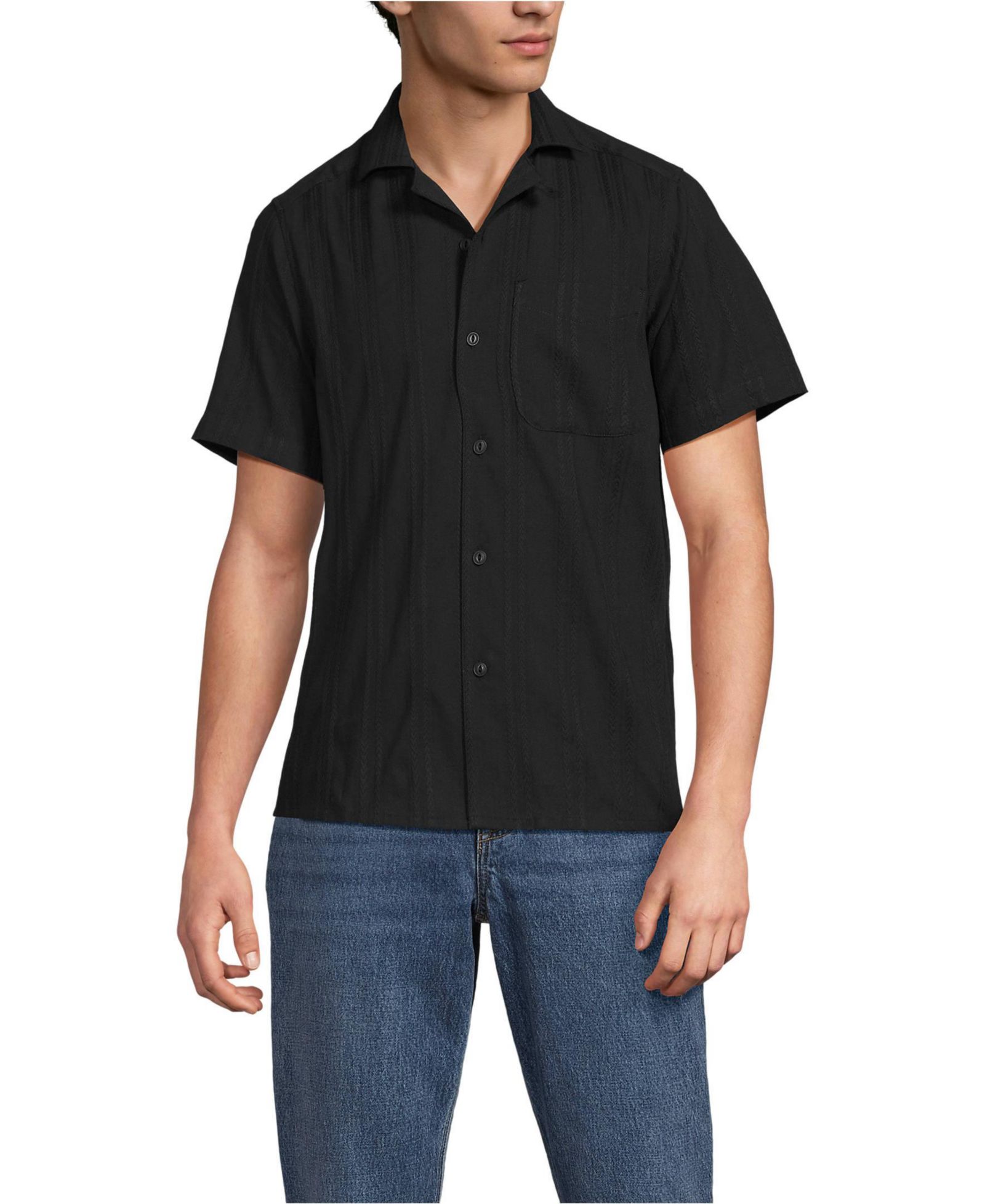 Lands' End Men's Textured Camp Collar Shirt