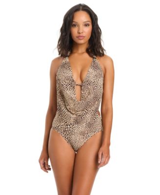 Bar III Women's Can't Be Tamed Cowl Neck Monokini One-Piece Swimsuit, Macy's Exclusive