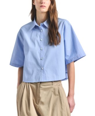 Derek Lam 10 Crosby Women's Olivia Cropped Short-Sleeve Shirt