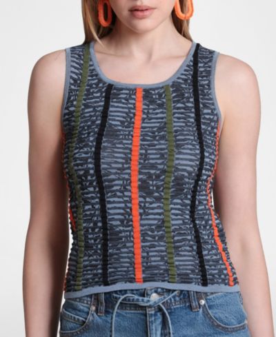 Avec Les Filles Women's Novel Stitch Stripe Tank Top