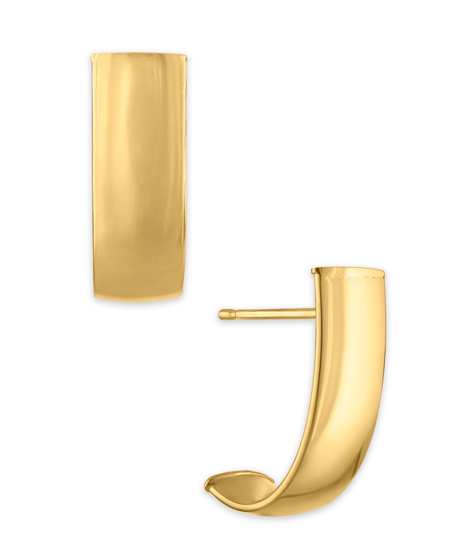 Серьги-кольца Macy's Wide J-Hoop из желтого золота 10k