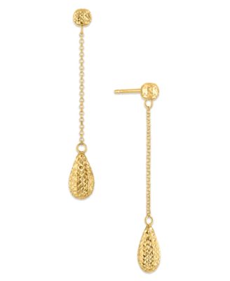 Серьги-подвески Macy's Diamond Cut Bead Drop в желтом золоте 10k