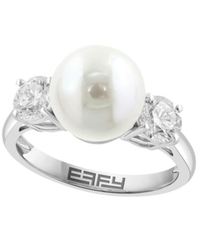 EFFY Collection кольцо с речным жемчугом и бриллиантом в стерлинговом серебре