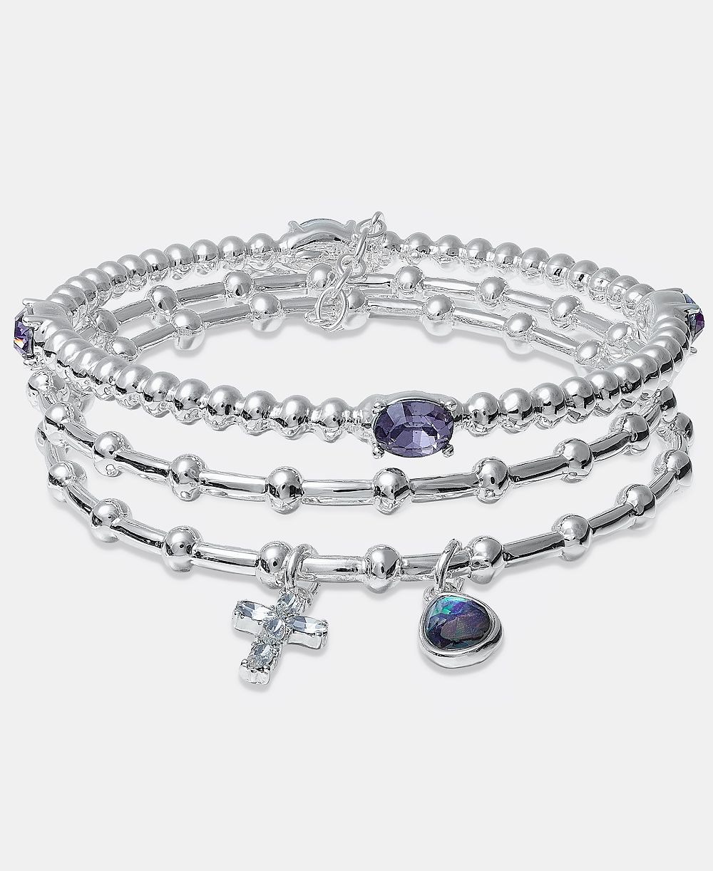 Anne Klein Cross Charm Stretch Bracelets, 3-Piece Set