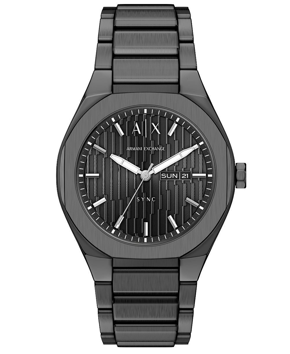 A|X Armani Exchange Armani Exchange Men's Sync Quartz Day-Date Gunmetal Stainless Steel Watch 42mm