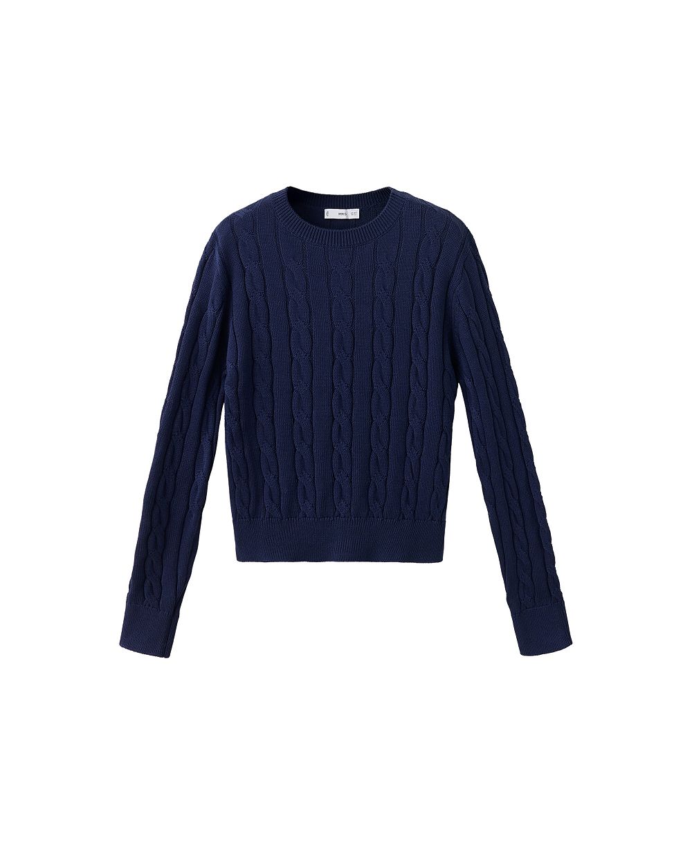 MANGO Women's Cable-Knit Crewneck Sweater
