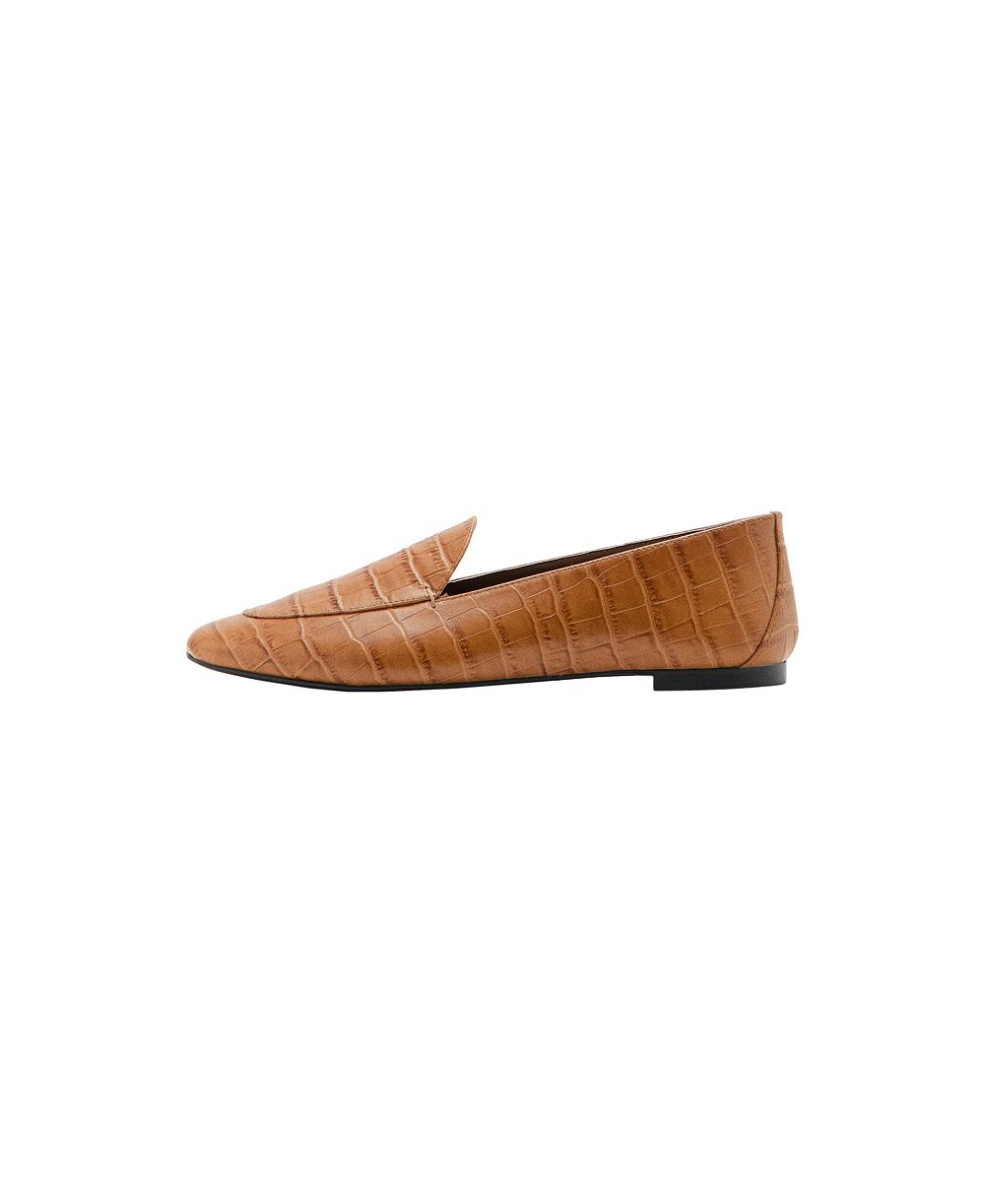 MANGO Women's Croc-Effect Leather Moccasins