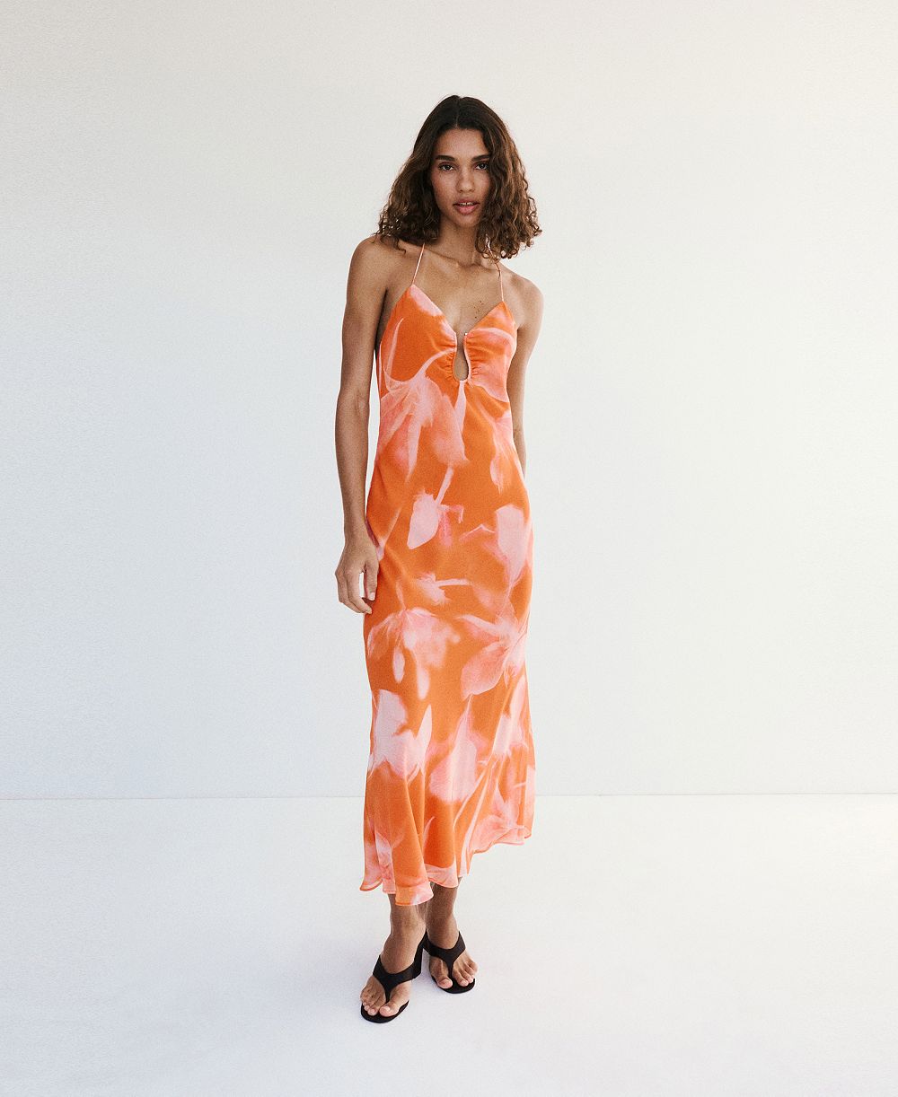 Платье Mango Women's Metallic Cutout Floral