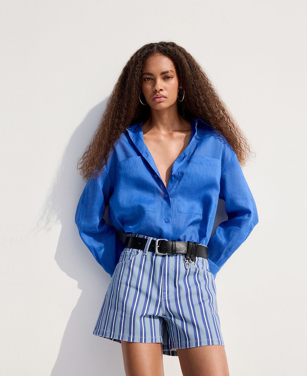Mango Женские укороченные шорты в полоску Straight-Fit