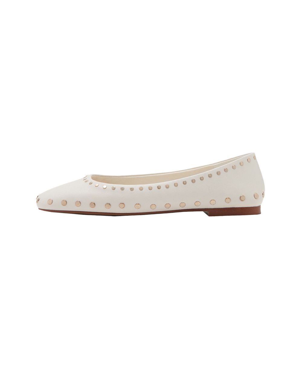 MANGO Women's Studded Square-Toe Ballet Flats