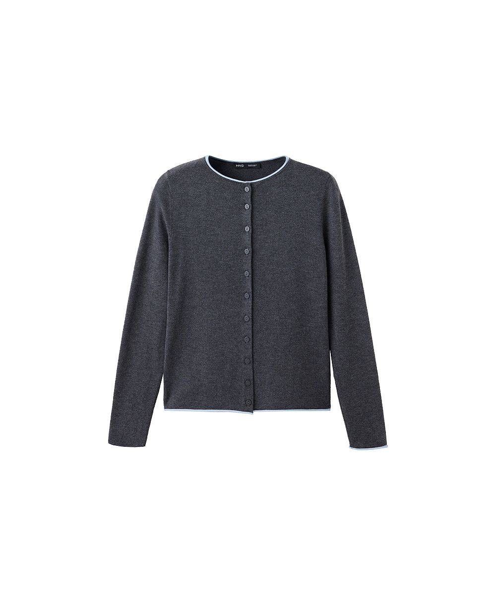 MANGO Women's Contrast-Trim Crewneck Cardigan