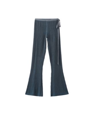 Mango Women's Bow Detail Ribbed Flared Pants