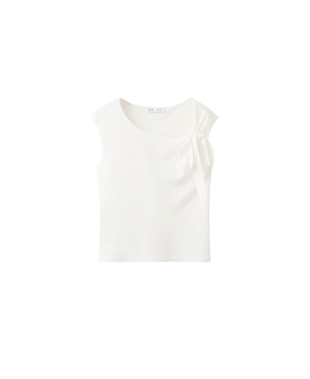 MANGO Women's Sleeveless Crewneck Bow-Detail Sweater