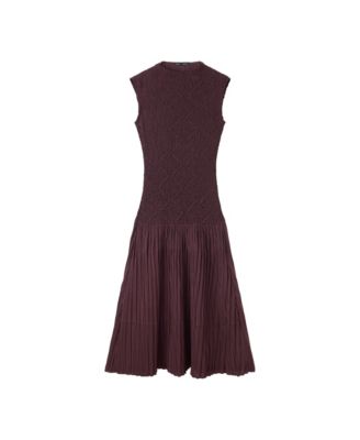 MANGO Women's A-Line Mock Neck Textured Dress