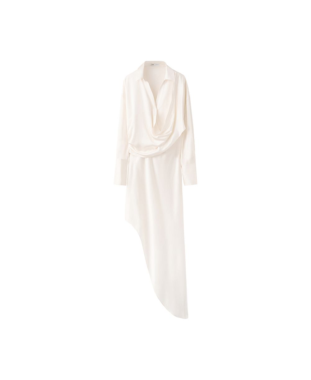 MANGO Women's Long-Sleeve Asymmetrical Dress