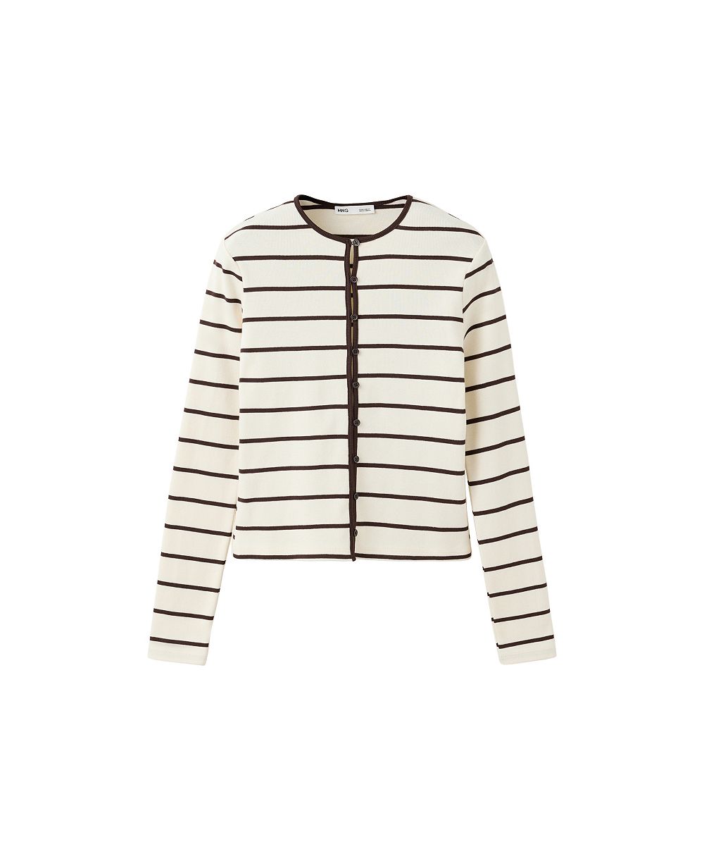 MANGO Women's Striped Lightweight Knit Cardigan