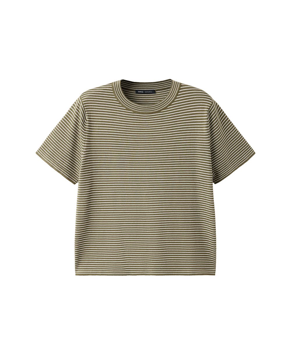 MANGO Women's New Now Short-Sleeve Striped Crewneck Sweater