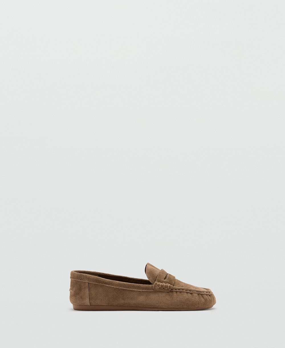 Mango Women's Suede Penny Loafers