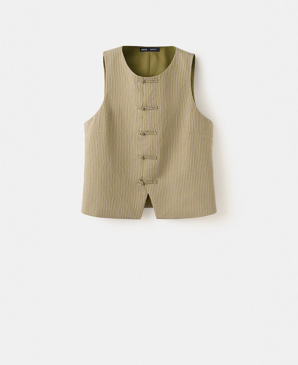 Mango Women's Toggles Striped Vest