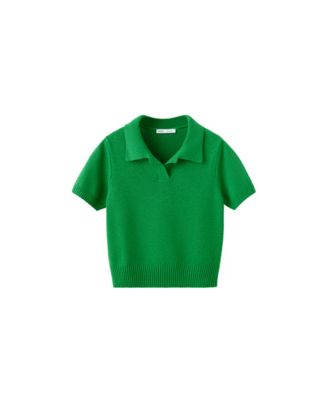 MANGO Women's Polo Cropped Short-Sleeve Sweater