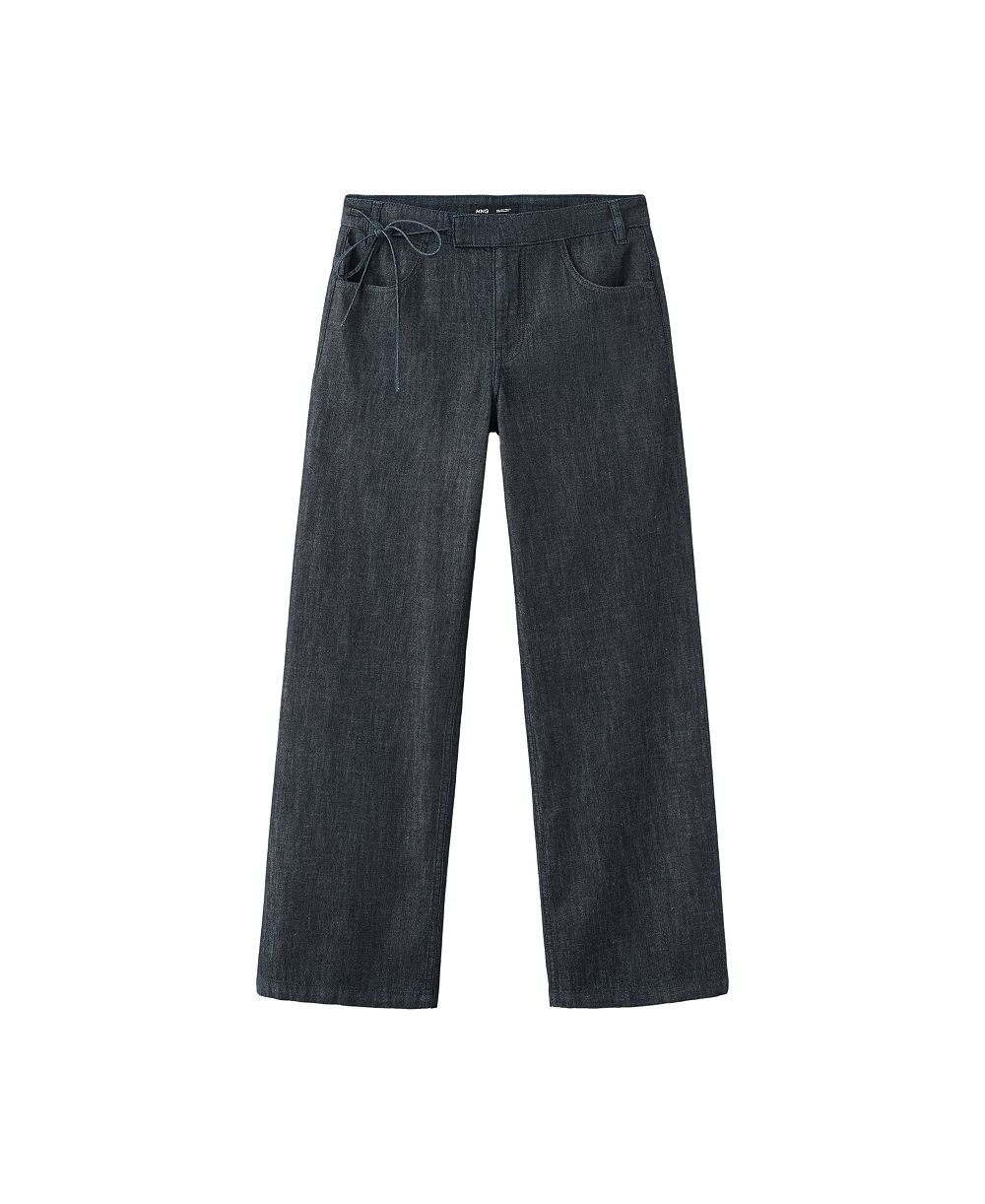 MANGO Women's Low-Rise Wide-Leg Straight-Leg Jeans
