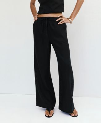 Mango Women's Wide-Leg Linen Pants