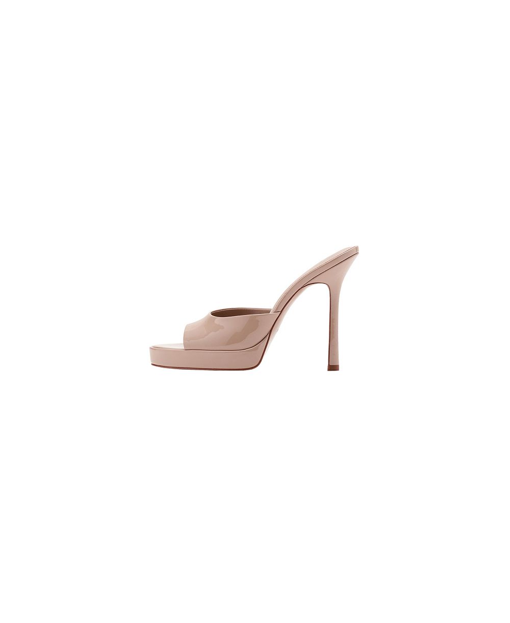 MANGO Women's Patent Leather Stiletto Heel Platform Lana Sandals