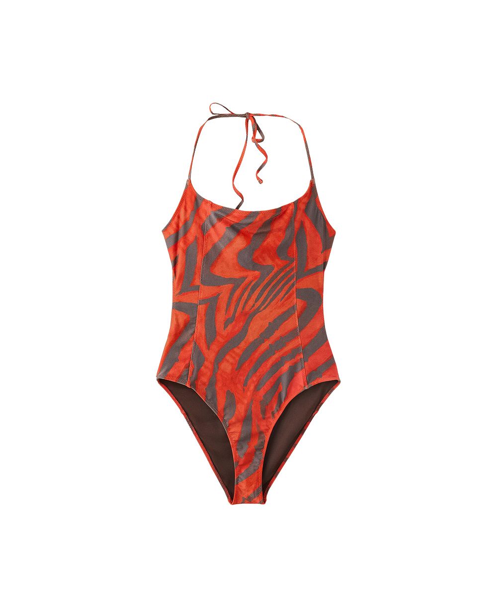 MANGO Women's Animal-Print Halter Cutout One-Piece Swimsuit