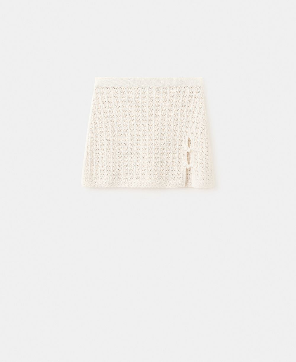 Mango Women's Short Crocheted Cotton Skirt