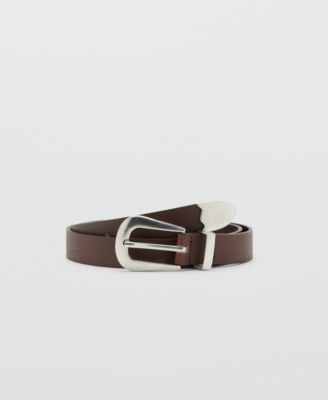 Mango Women's Metal Detail Leather Belt