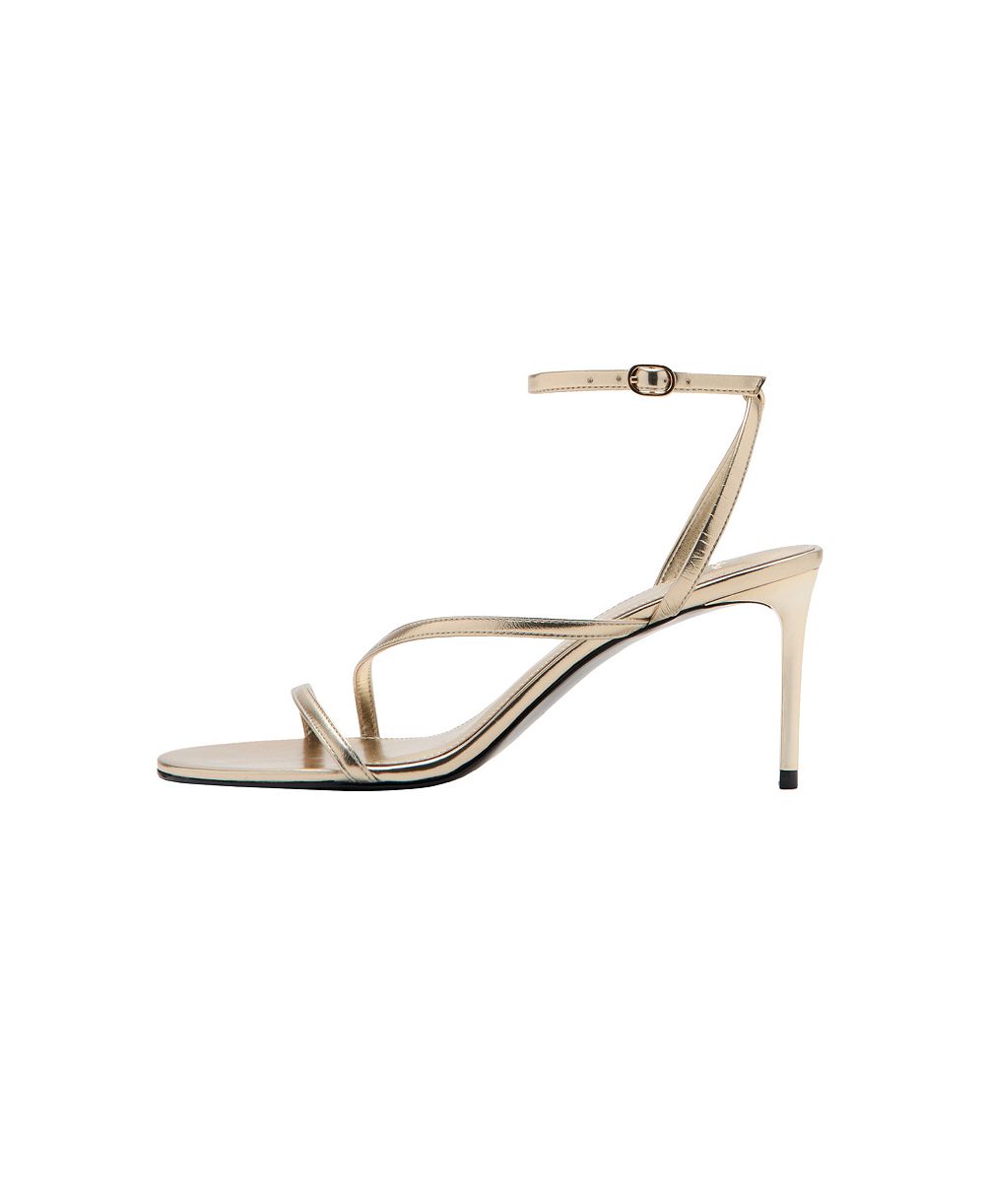 MANGO Women's Crossed-Strap Stiletto Heel Ankle Strap Sandals