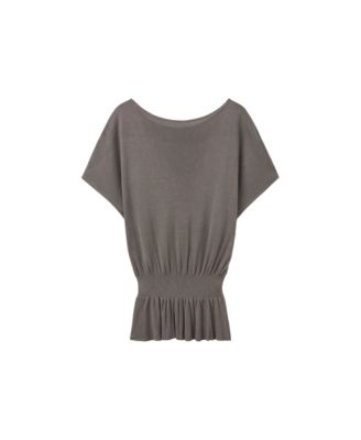 MANGO Women's Short-Sleeve Boat Neck Ruched Sweater
