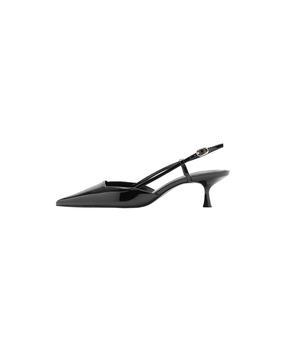 MANGO Women's Slingback Kitten Heel Pointed-Toe Faux Leather Pumps