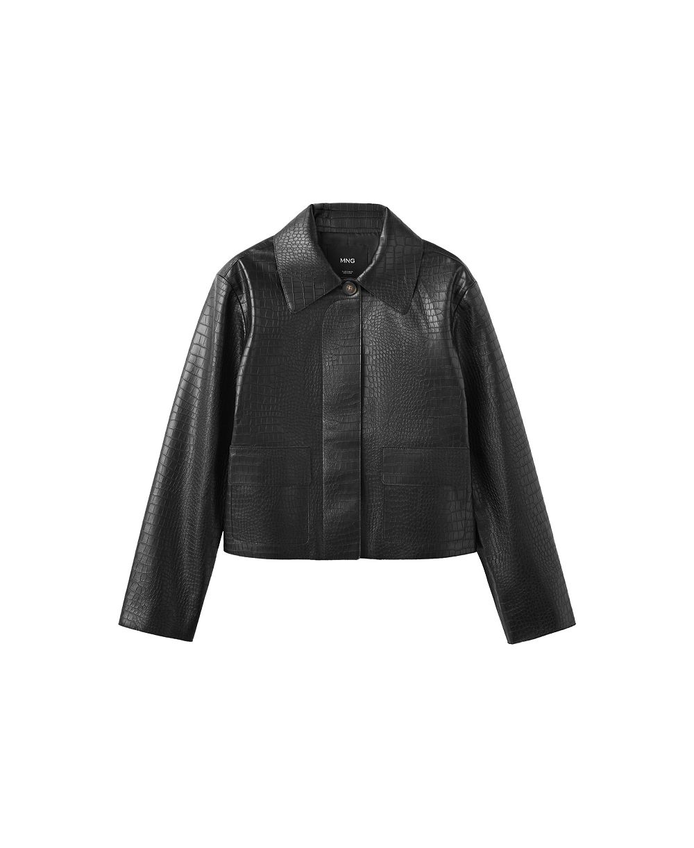 Mango Women's Crocodile-Effect Faux Leather Jacket