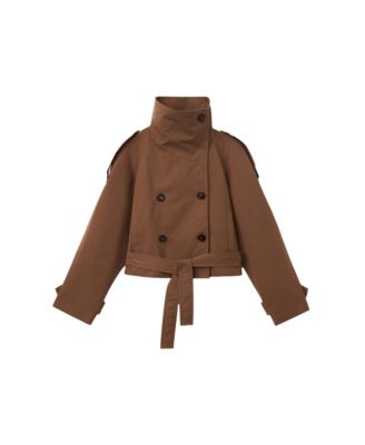 MANGO Women's Cropped Double-Breasted Trench Coat