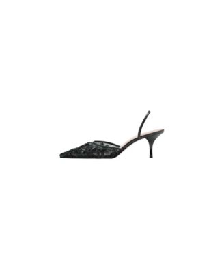 Женские туфли MANGO на шпильке kitten-heel с вышивкой пайетками и ремешком