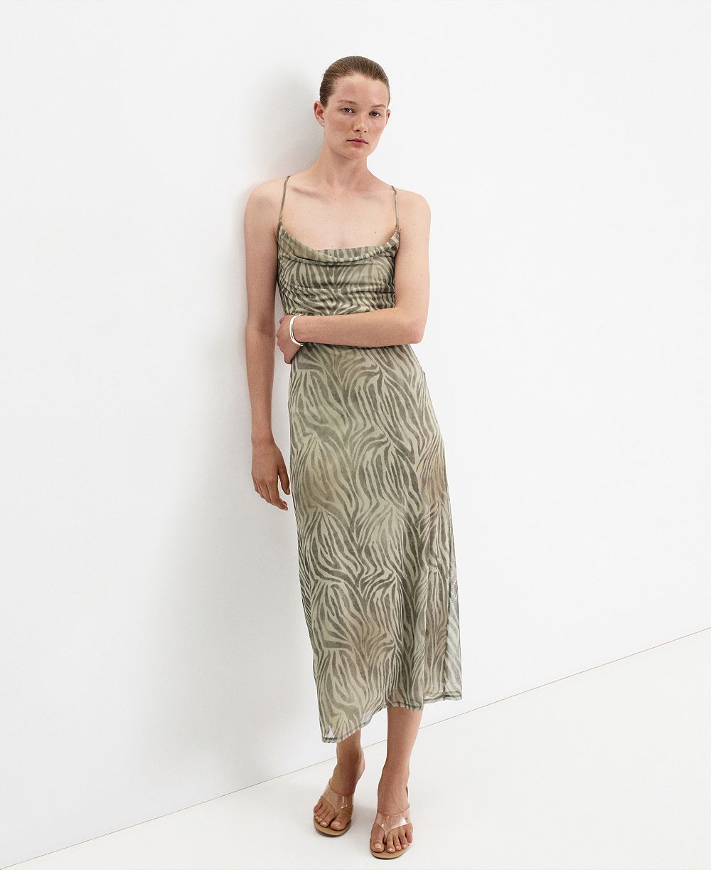 Женское миди-платье Mango Draped Zebra-Print