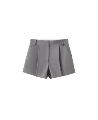 MANGO Women's Mid-Rise Pleated Shorts, 4" Inseam