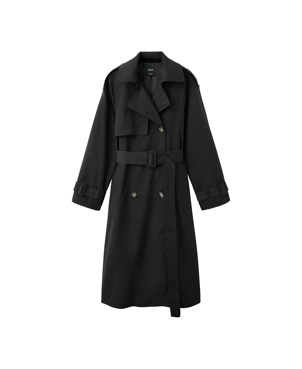 MANGO Women's Long Double-Breasted Trench Coat