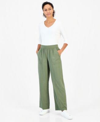 Style & Co Women's High-Rise Pull-On Wide-Leg Drapey Pants, Macy's Exclusive