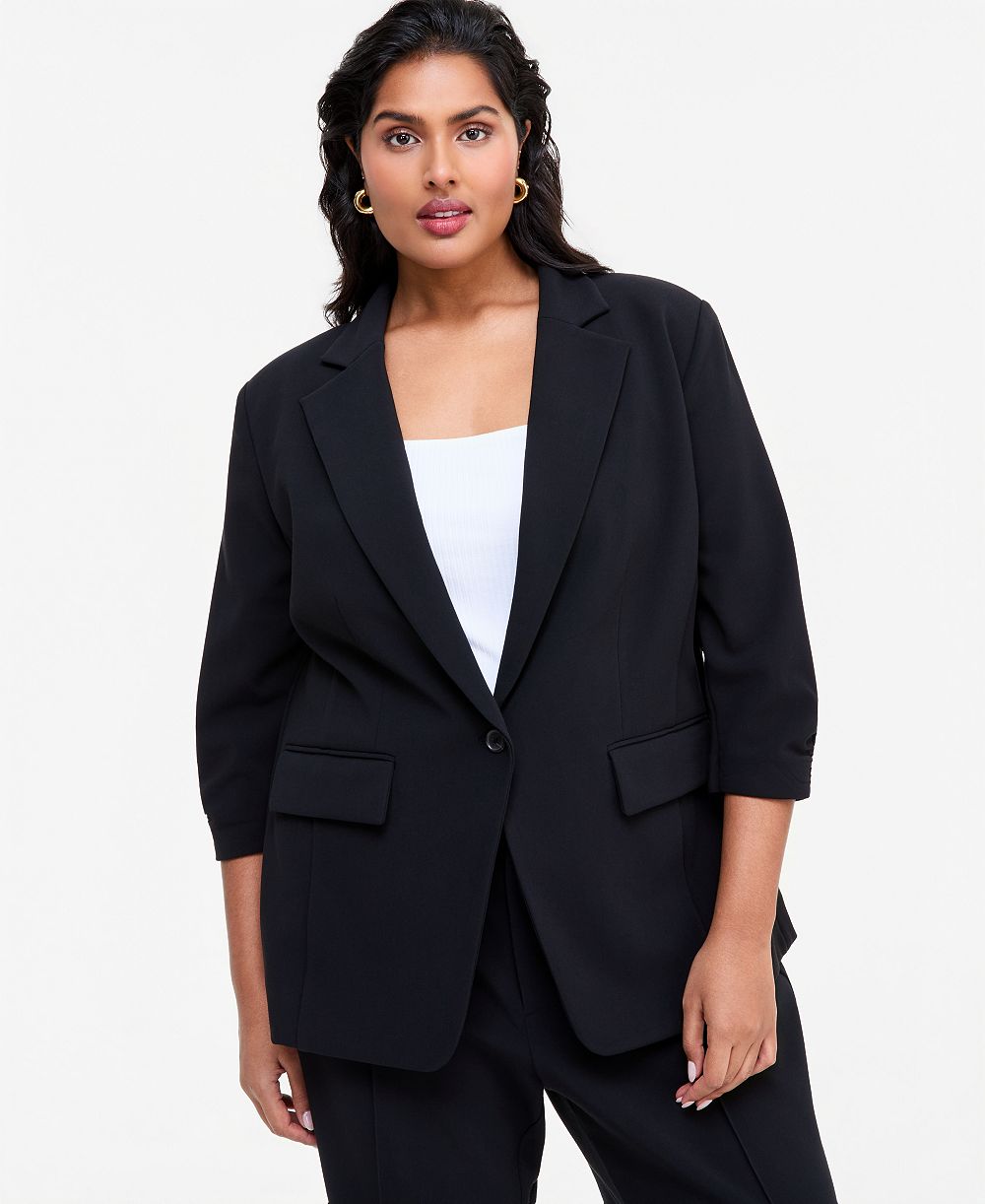 I.N.C. International Concepts Plus Size Stretch 3/4-Sleeve Blazer, Macy's Exclusive