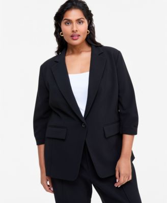 I.N.C. International Concepts Plus Size Stretch 3/4-Sleeve Blazer, Macy's Exclusive