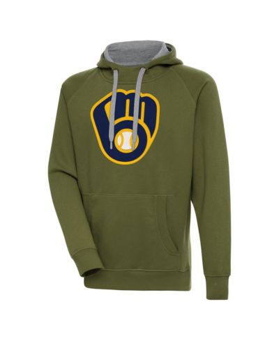Мужское худи Antigua Olive Milwaukee Brewers Victory