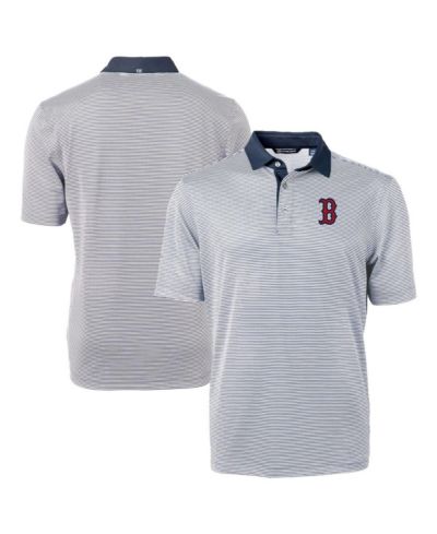 Мужская рубашка-поло Cutter & Buck Boston Red Sox Virtue Eco Pique Micro Stripe Navy/White