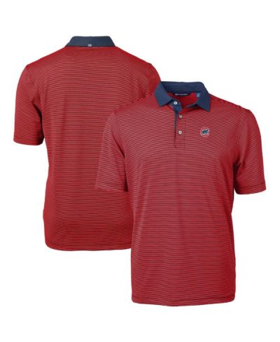 Мужская поло-рубашка Cutter & Buck Red/Navy Chicago Cubs Virtue Eco Pique Micro Stripe