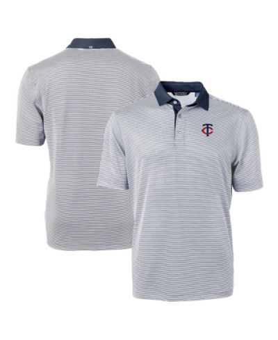 Cutter & Buck Men's Navy/White Minnesota Twins Virtue Eco Pique Micro Stripe Polo Shirt